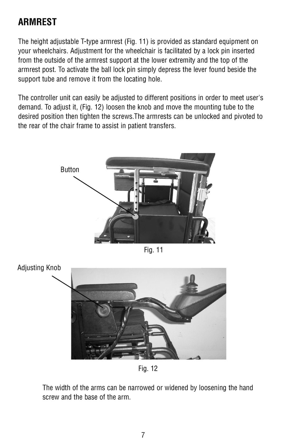 Drive Medical Design Power Wheelchair owner manual Armrest 