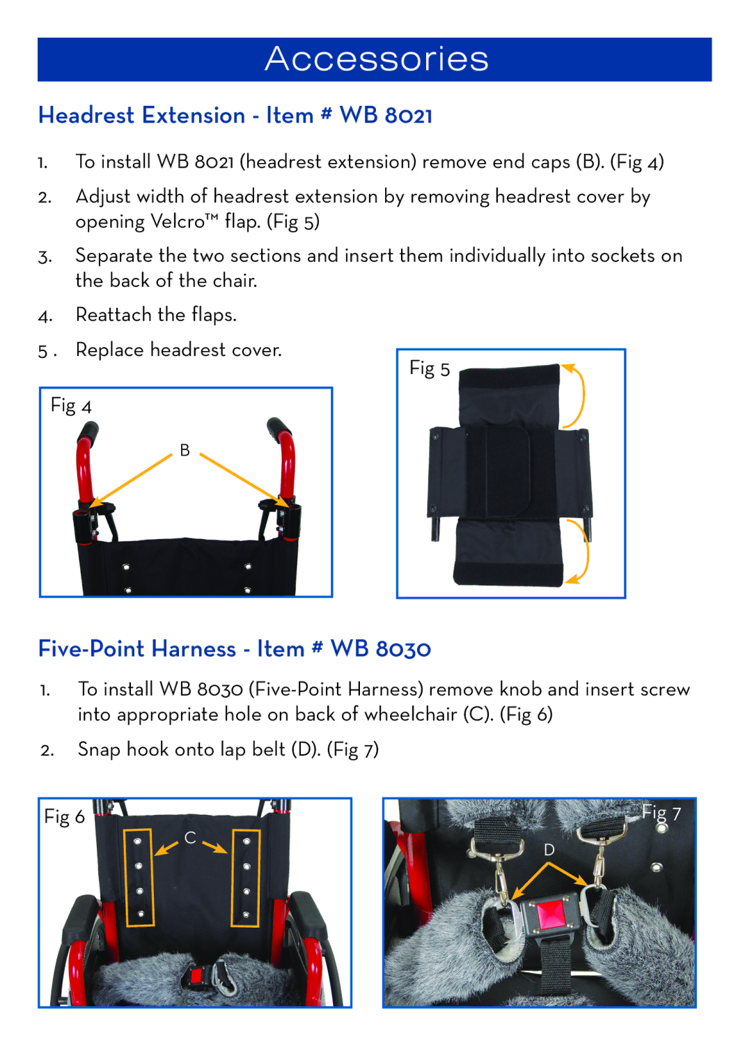 Drive Medical Design wb 1200, wb 1400 manual Accessories, Headrest Extension Item # WB 