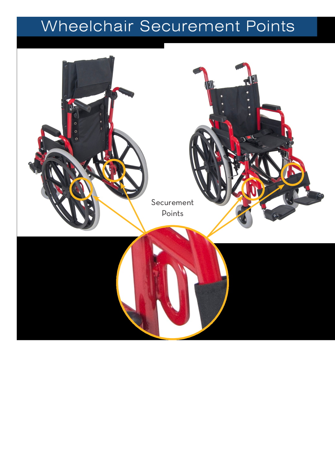 Drive Medical Design wb 1400, wb 1200 manual Wheelchair Securement Points, Securement Points  