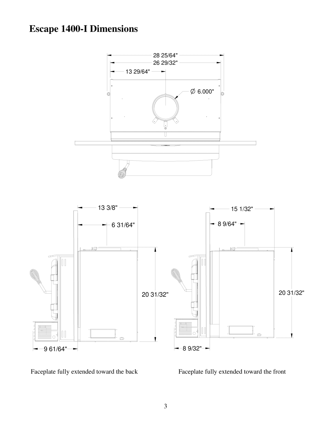 Drolet owner manual Escape 1400-I Dimensions 