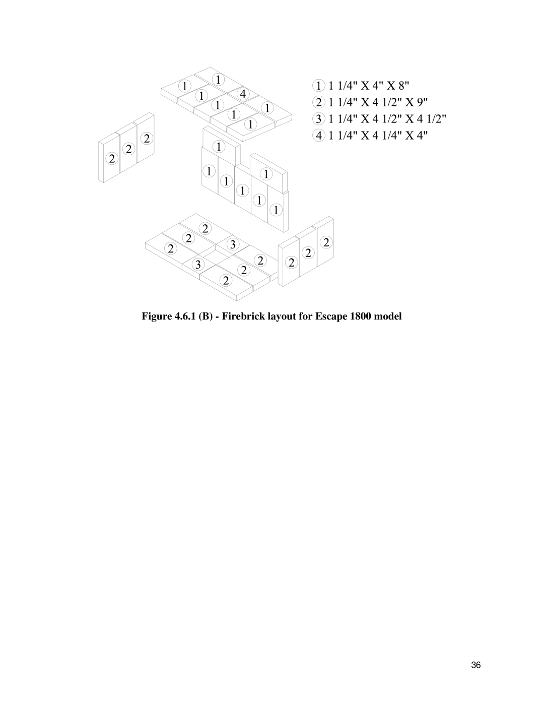 Drolet 1800 EPA owner manual B Firebrick layout for Escape 1800 model 