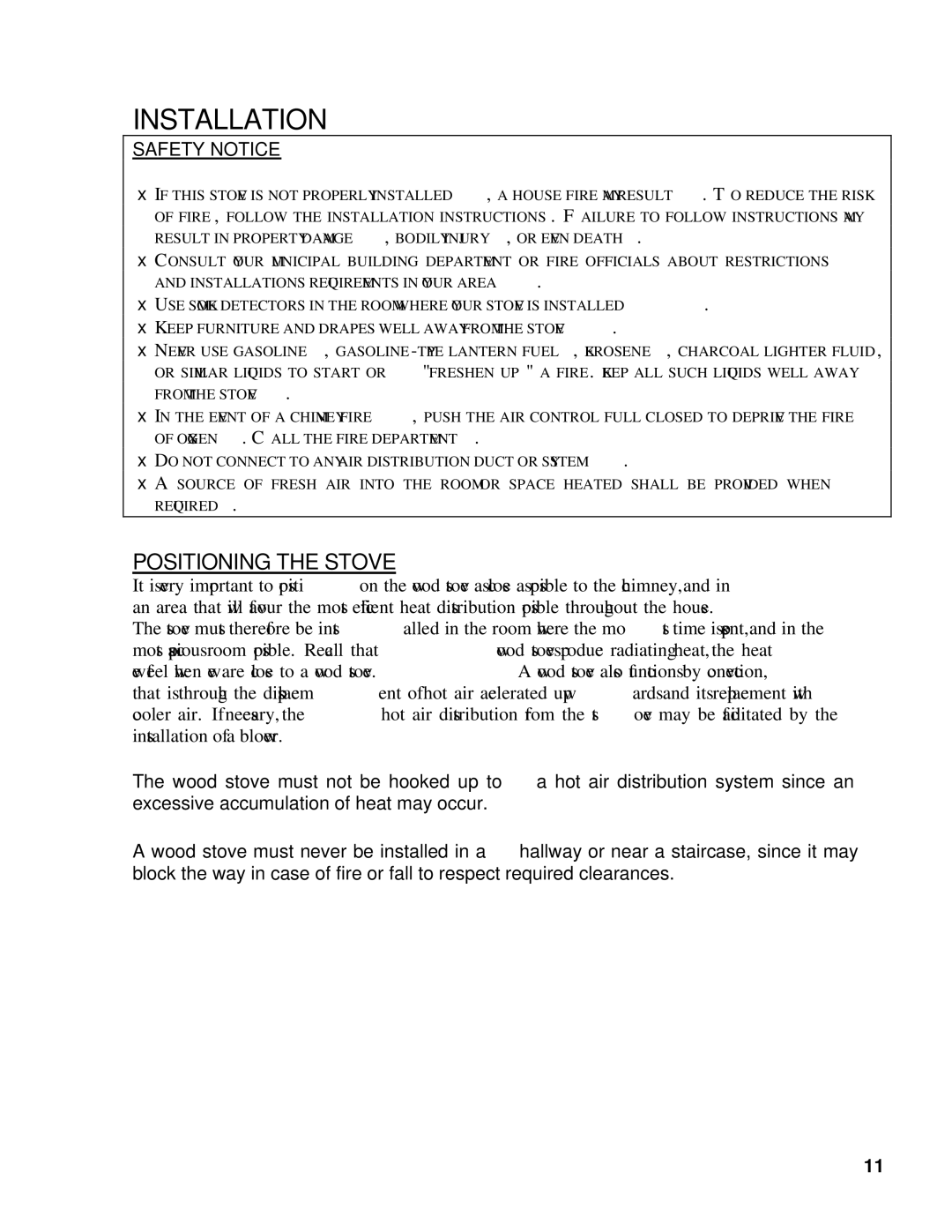 Drolet 2000, 1600, 1200 owner manual Installation, Positioning the Stove 