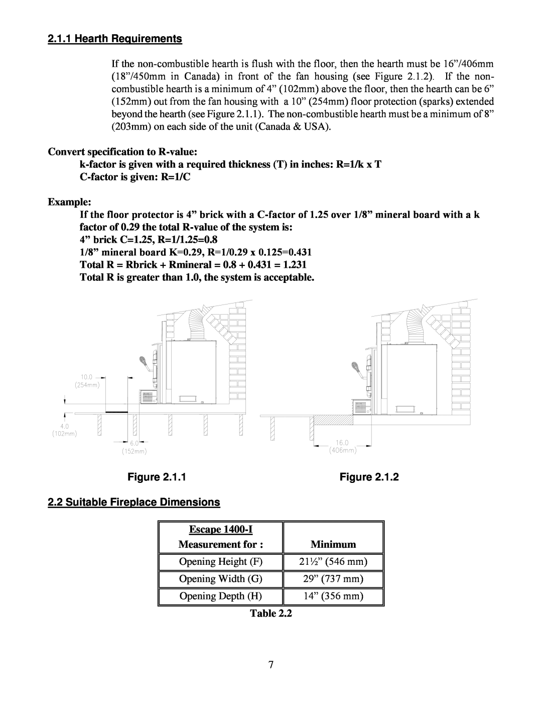 Drolet 45221 owner manual Hearth Requirements, Suitable Fireplace Dimensions 