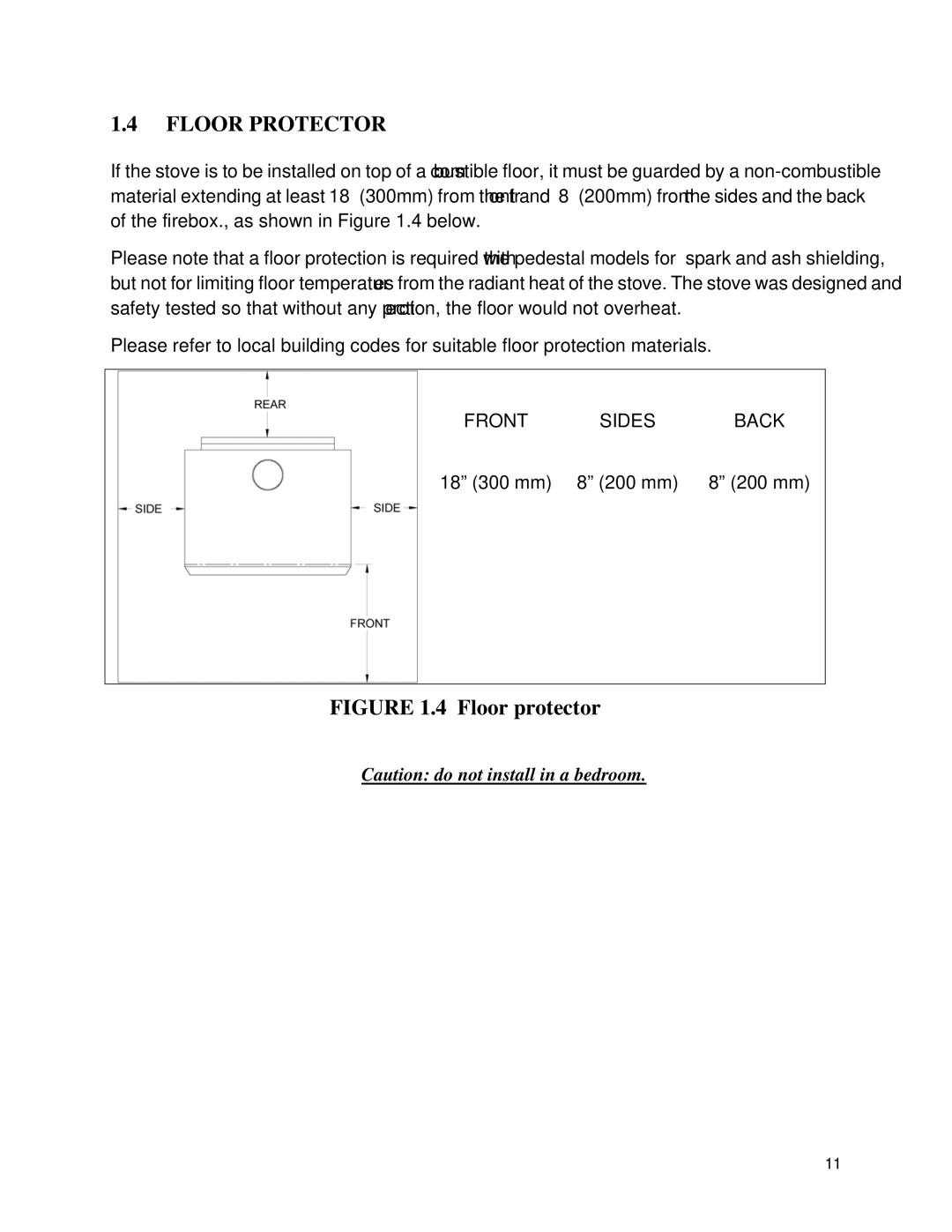 Drolet 45284 owner manual Floor Protector, Floor protector 