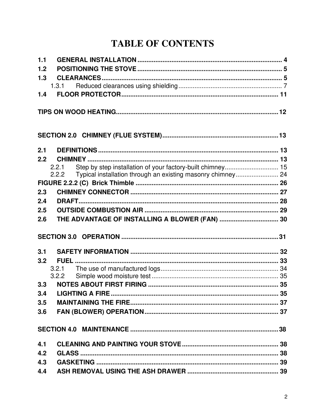 Drolet 45284 owner manual Table of Contents 