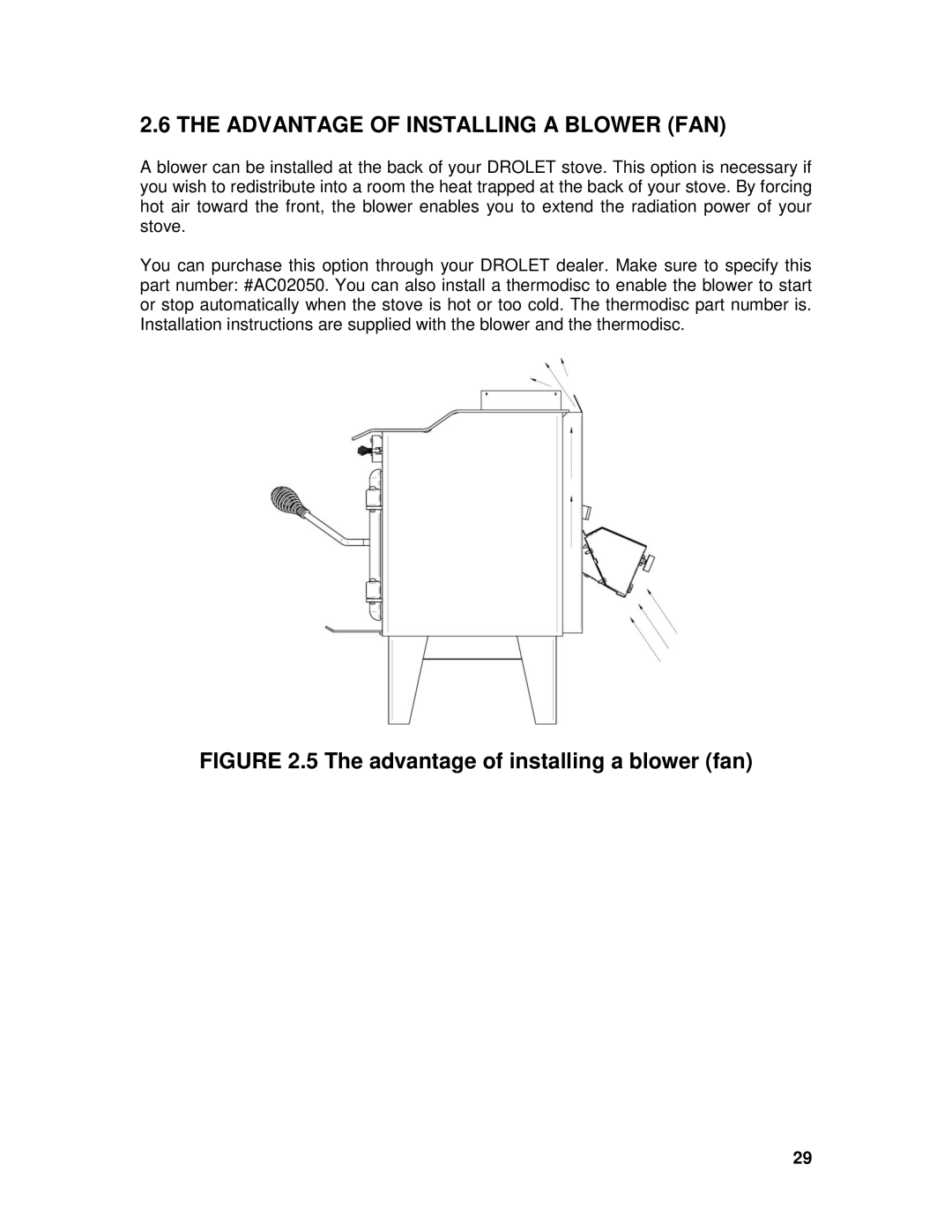 Drolet 45521A owner manual Advantage of Installing a Blower FAN, Advantage of installing a blower fan 