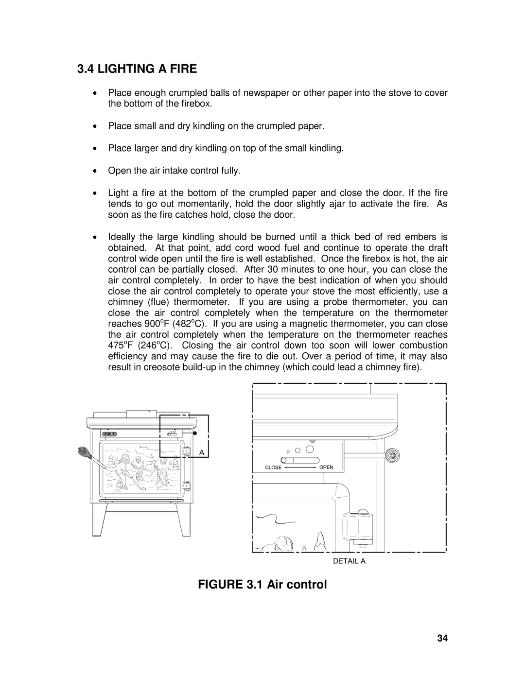 Drolet 45521A owner manual Lighting a Fire, Air control 