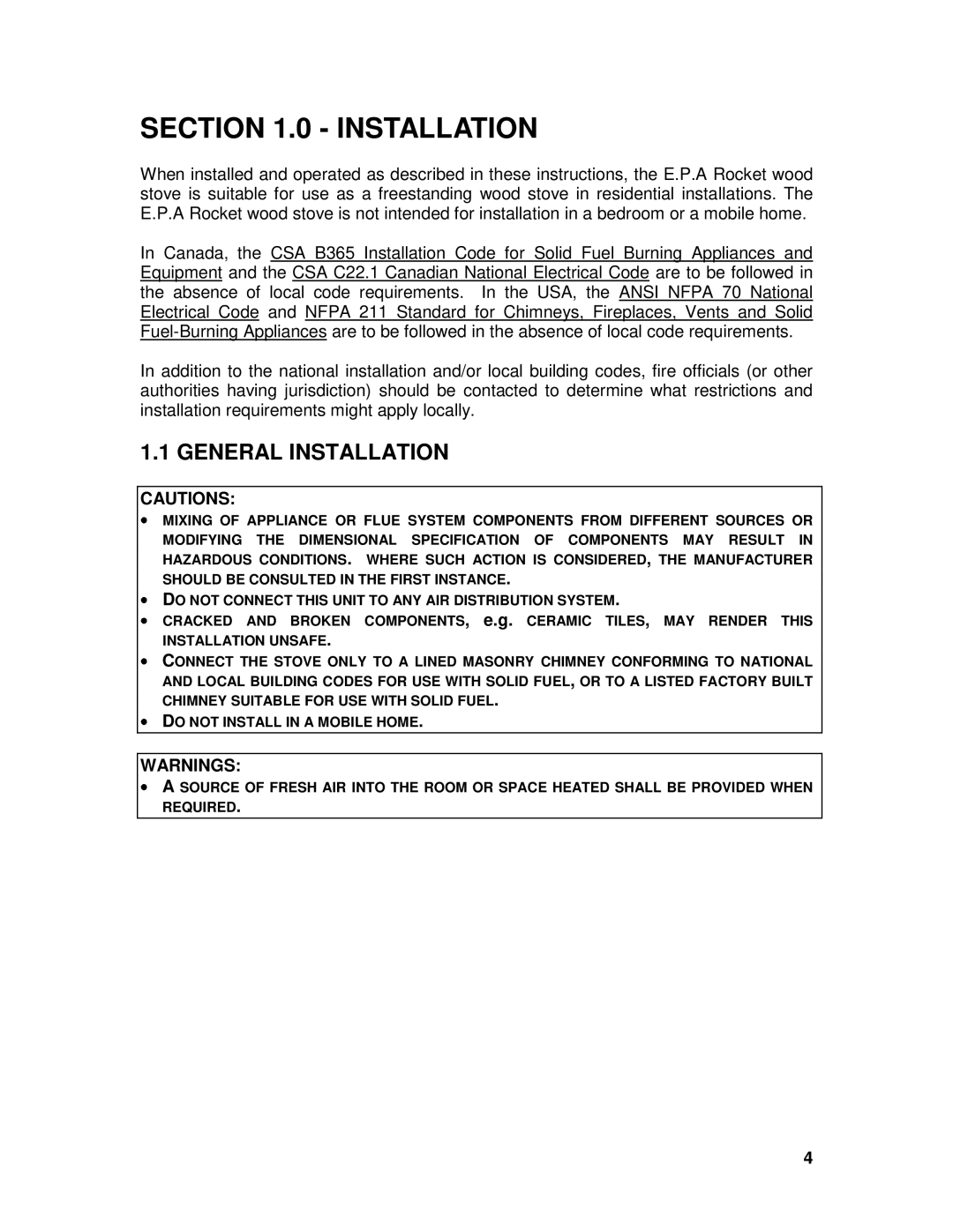 Drolet 45521A owner manual General Installation 