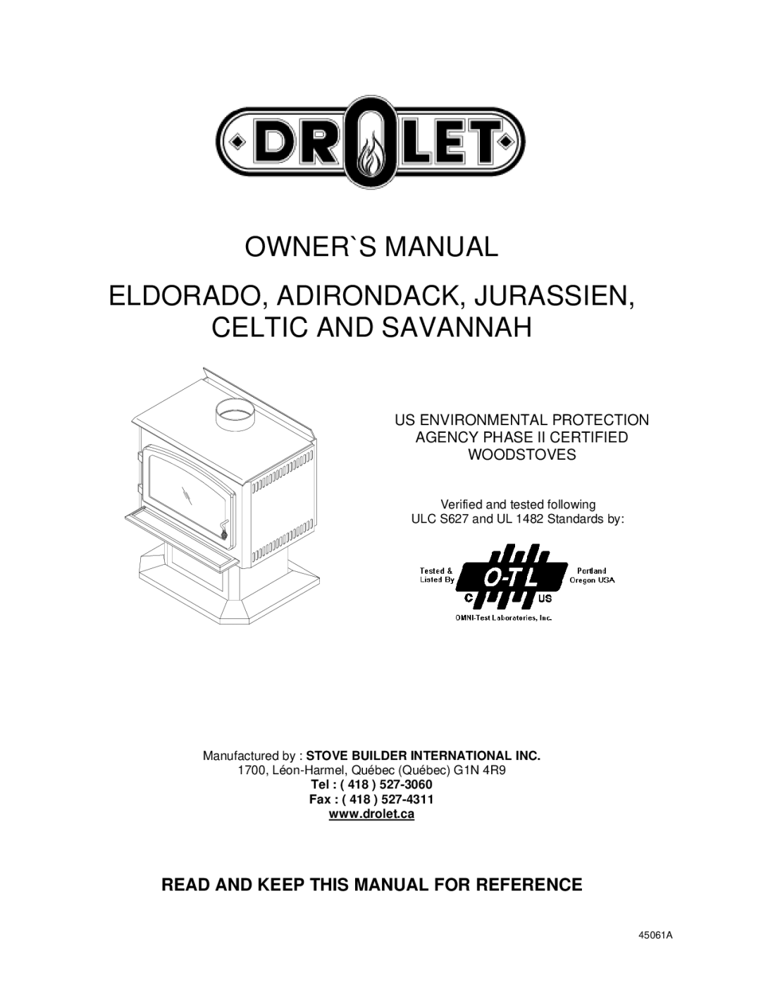 Drolet 58991 owner manual Read and Keep this Manual for Reference 