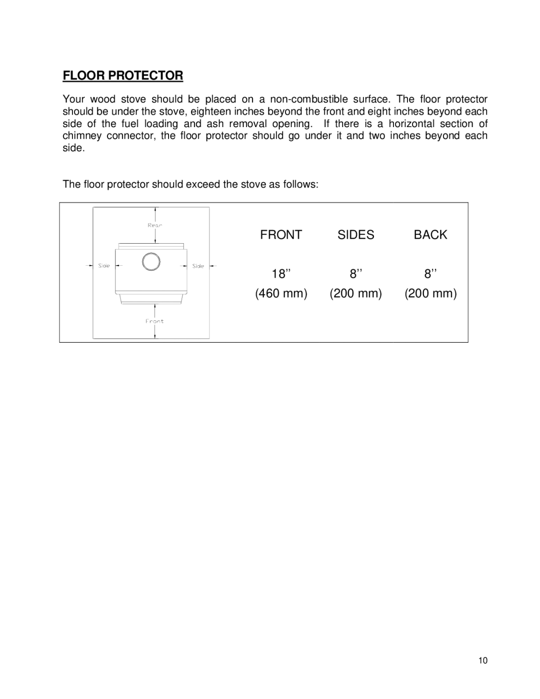 Drolet 58991 owner manual Floor Protector 