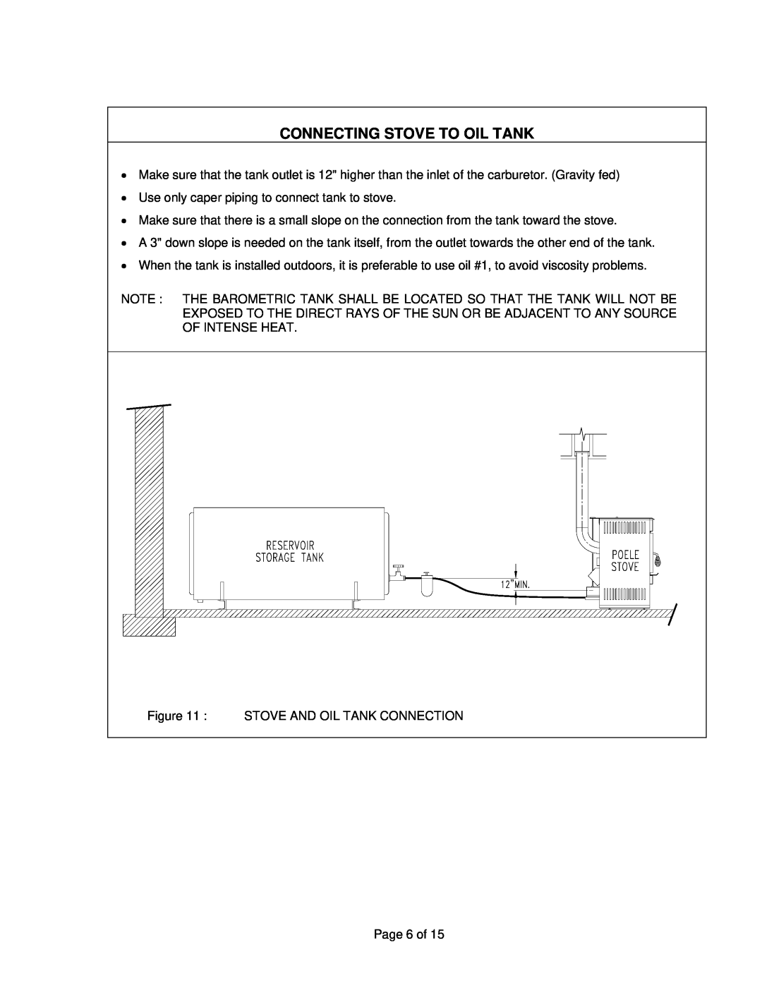 Drolet ALASKA 2000 manual Connecting Stove To Oil Tank 