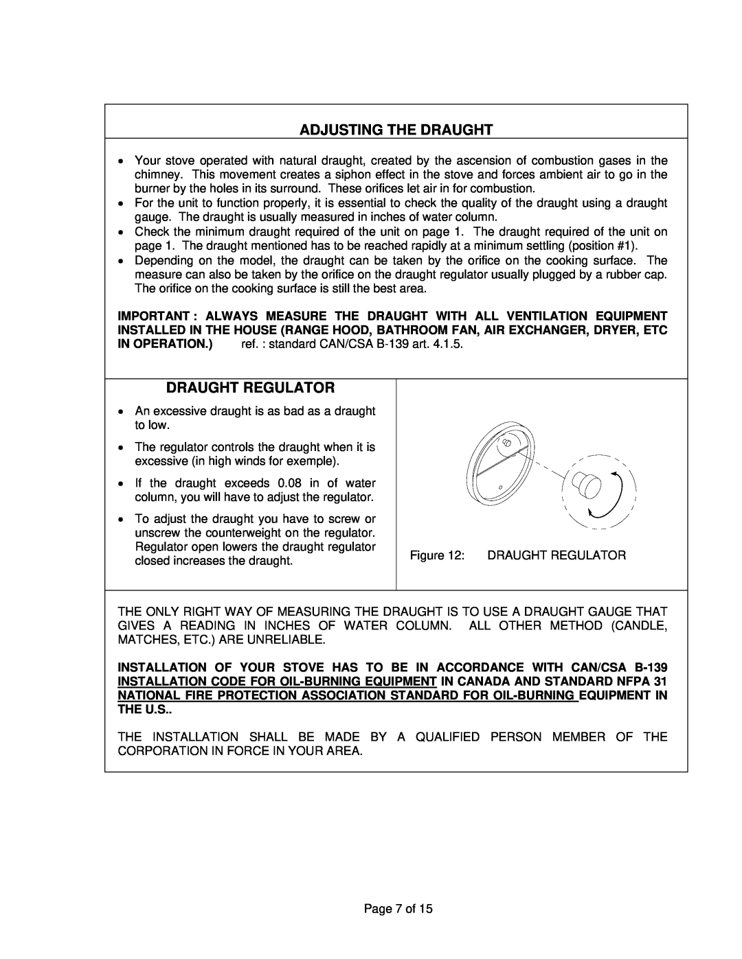 Drolet ALASKA 2000 manual Adjusting The Draught, Draught Regulator 