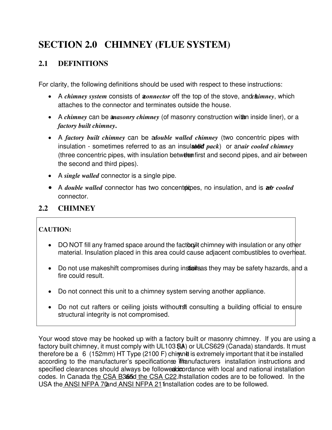 Drolet DB03115, DB03110, DB03116 owner manual Chimney Flue System, Definitions 