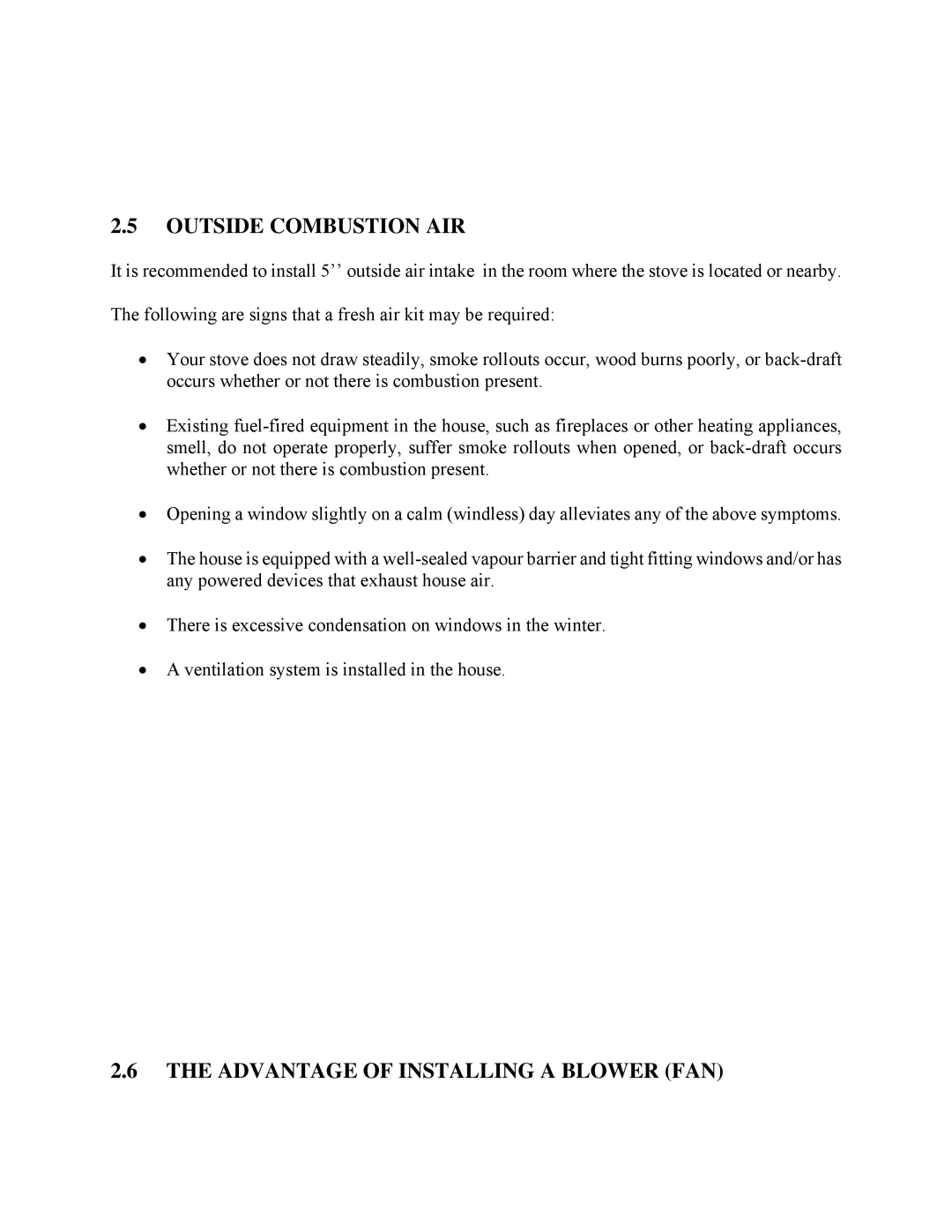 Drolet DB03110, DB03115, DB03116 owner manual Outside Combustion AIR, Advantage of Installing a Blower FAN 