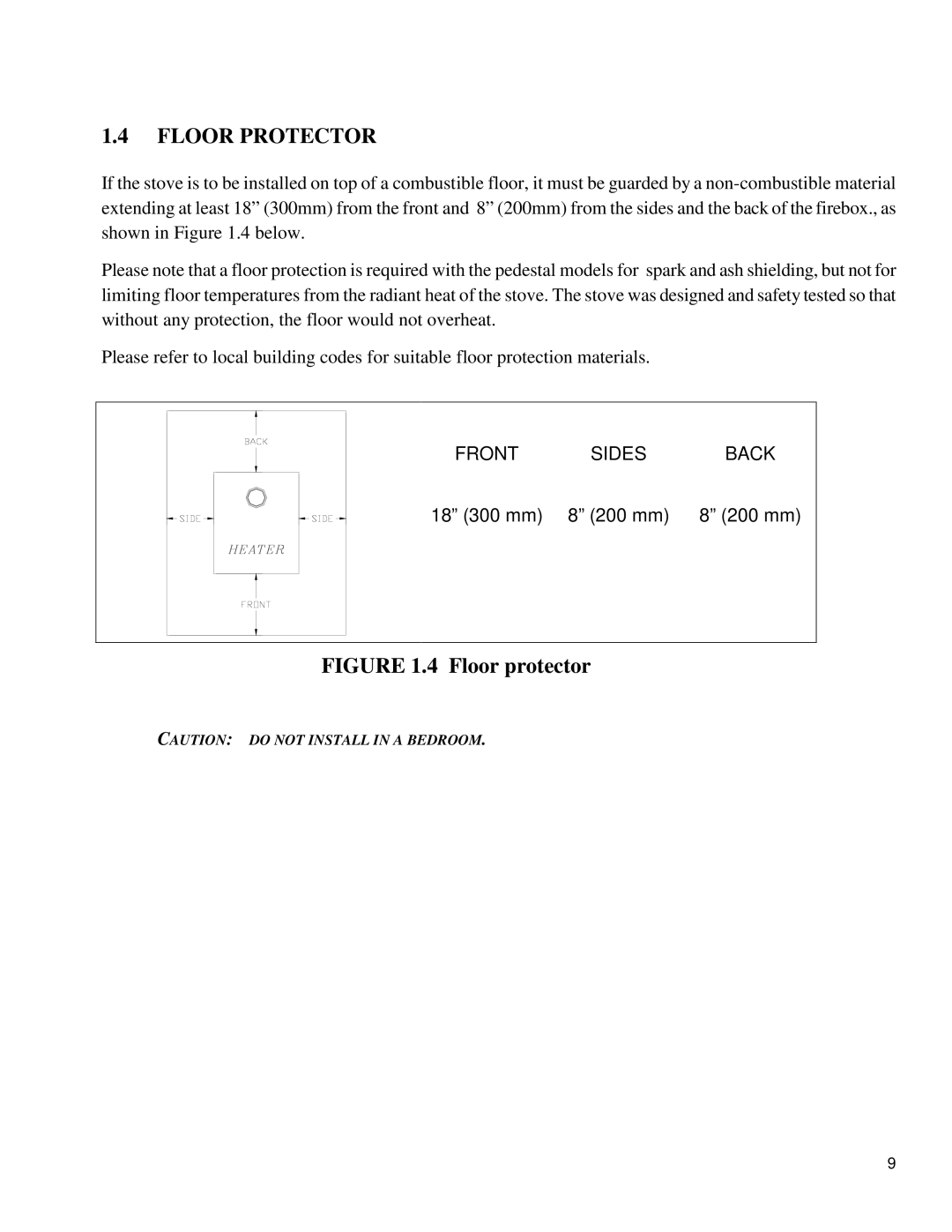 Drolet DB03505 owner manual Floor Protector, Floor protector 