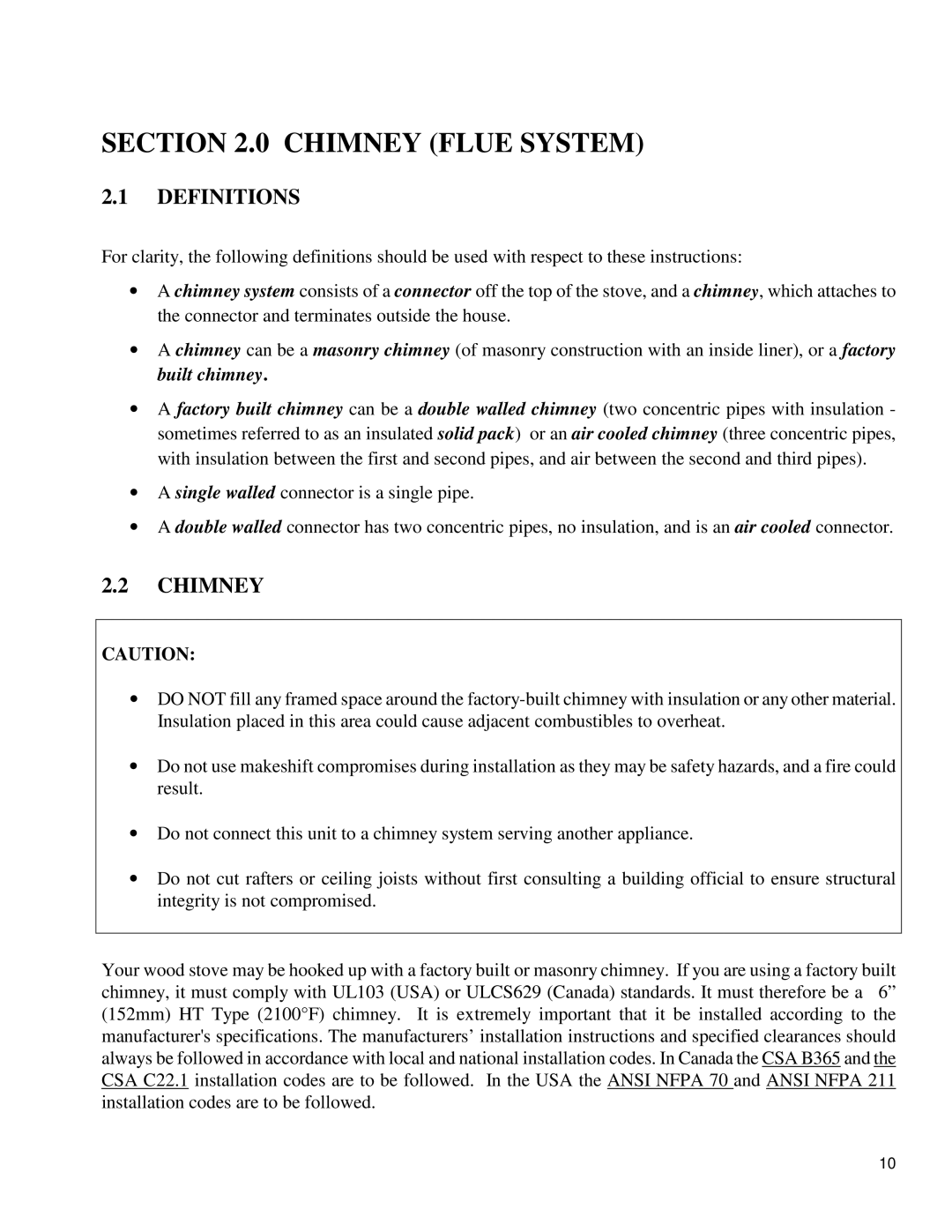 Drolet DB03505 owner manual Chimney Flue System, Definitions 