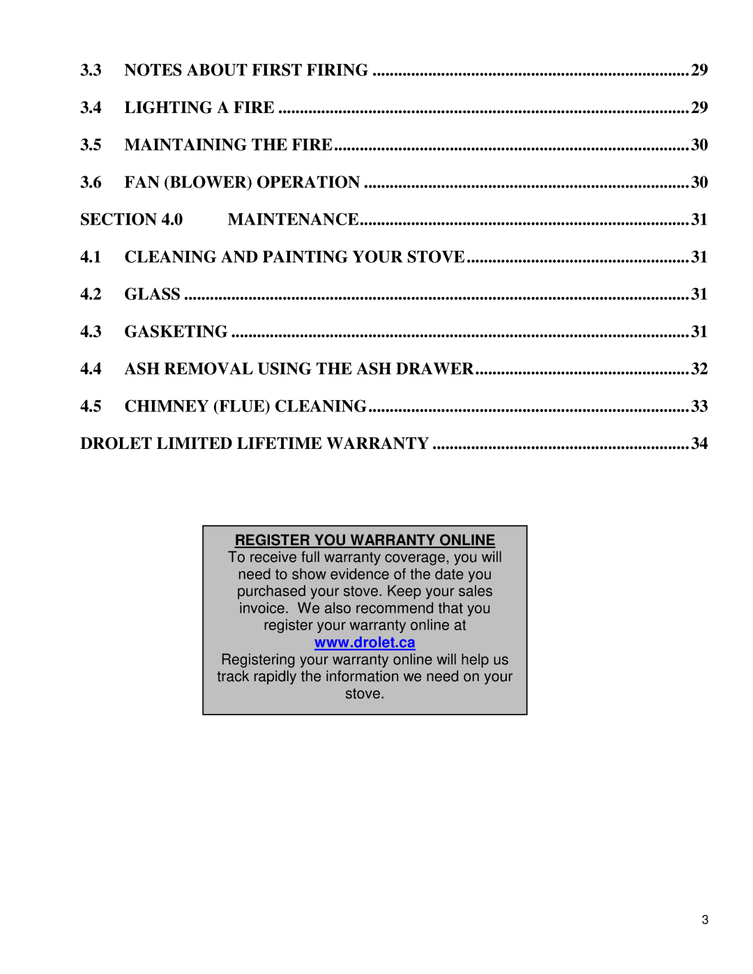 Drolet DB03505 owner manual Maintenance, Glass 