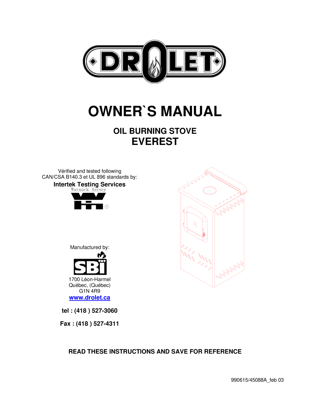 Drolet DH04200 owner manual OWNER`S Manual, Read These Instructions and Save for Reference 