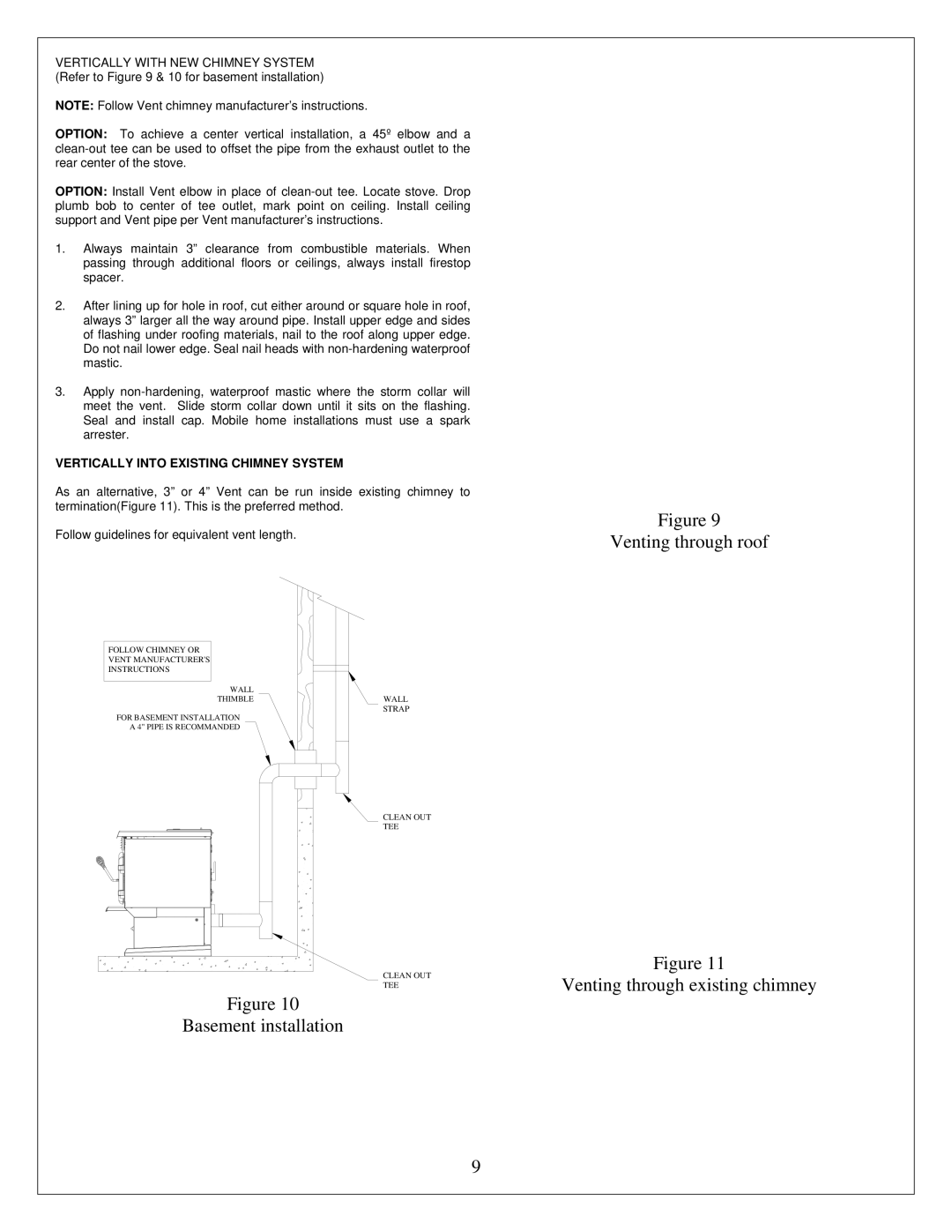 Drolet ECO-35 owner manual Refer to & 10 for basement installation, Vertically Into Existing Chimney System 