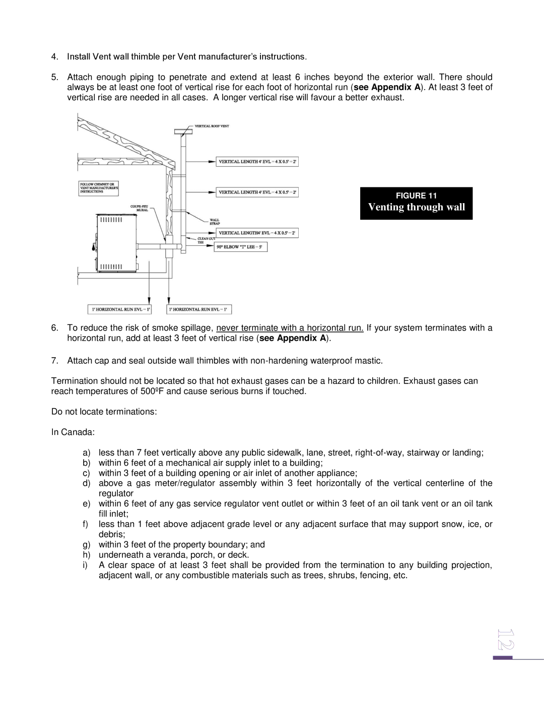 Drolet ECO-65 owner manual Venting through wall 