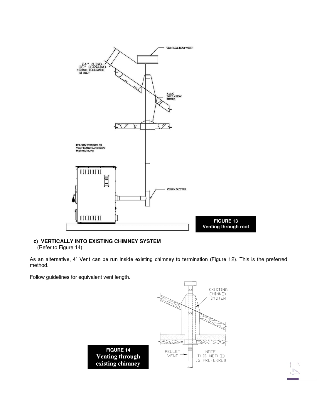 Drolet ECO-65 owner manual Venting through existing chimney, Vertically Into Existing Chimney System Refer to Figure 