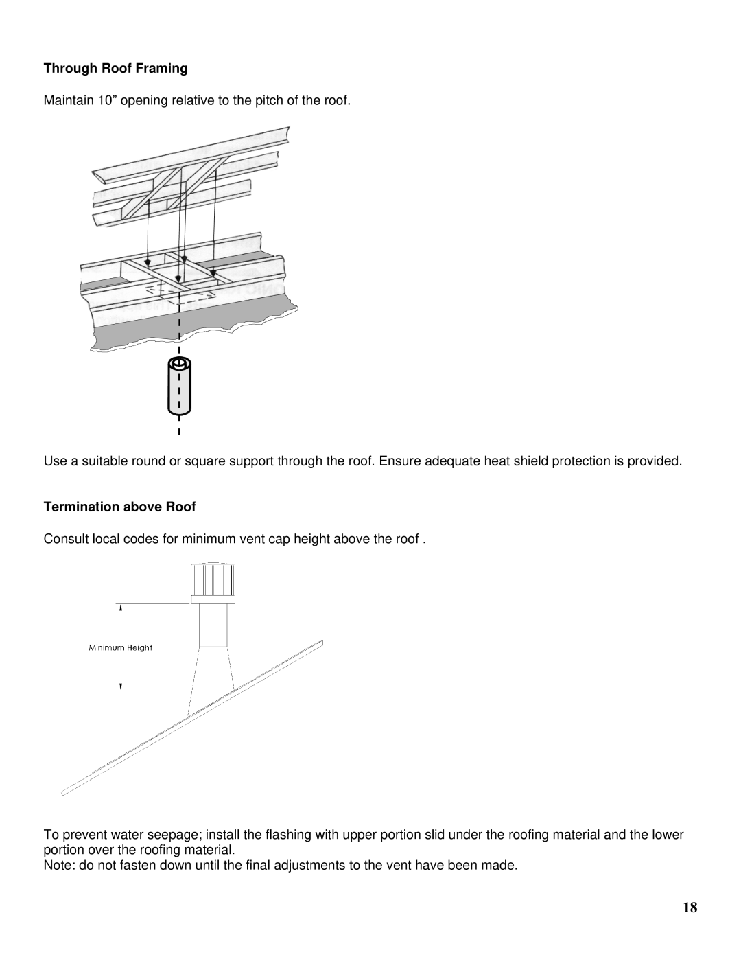 Drolet GTX-I manual Through Roof Framing 