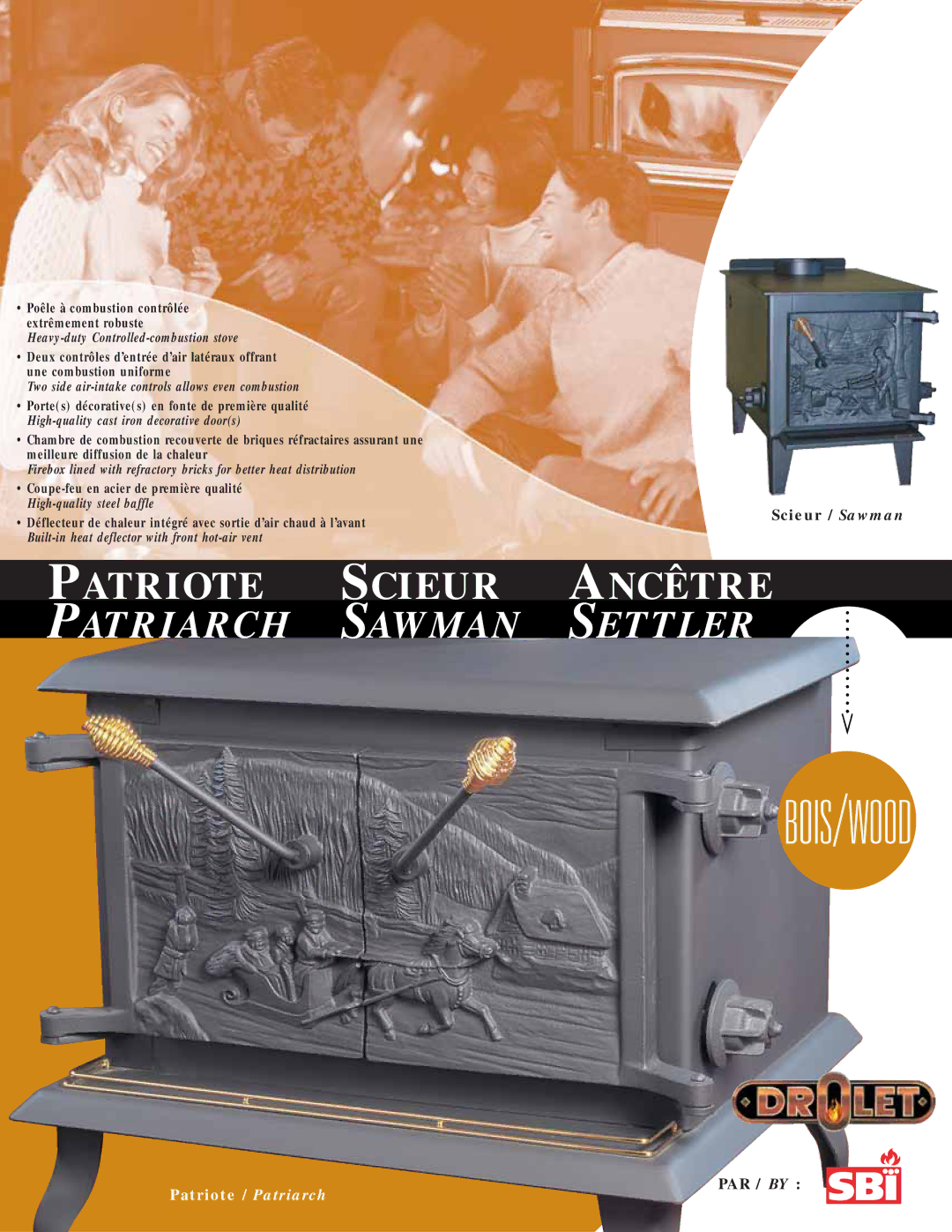 Drolet Heavy-duty Controlled-Combustion Stove manual Patriarch Sawman 