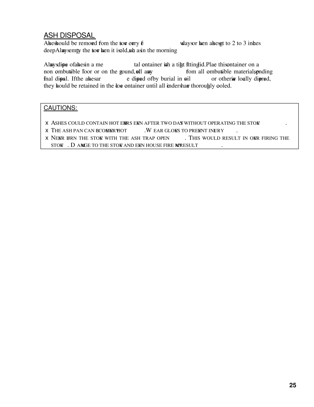 Drolet HT2000, HT1600, HT1200 owner manual ASH Disposal 