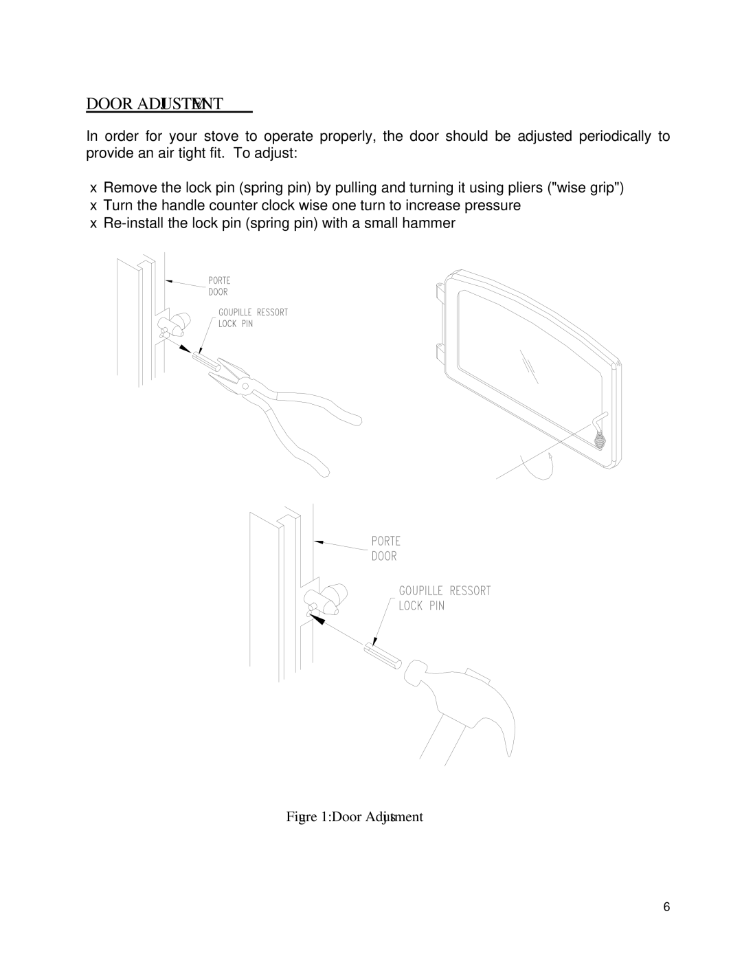 Drolet ElDorado, Savannah, Jurassien, Adirondack, Celtic owner manual Door Adjustment 