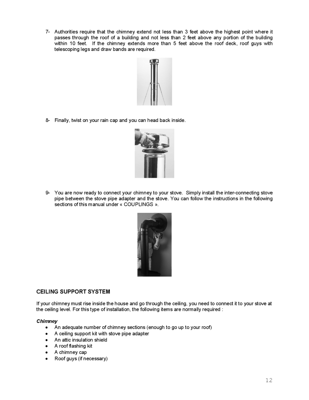 Drolet Wood Stove manual Ceiling Support System 