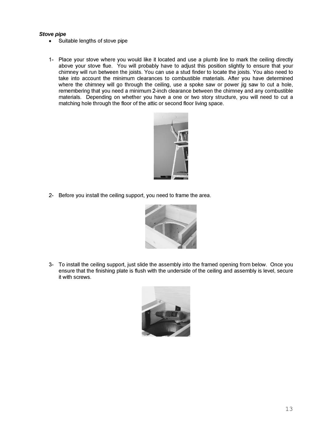 Drolet Wood Stove manual Stove pipe 