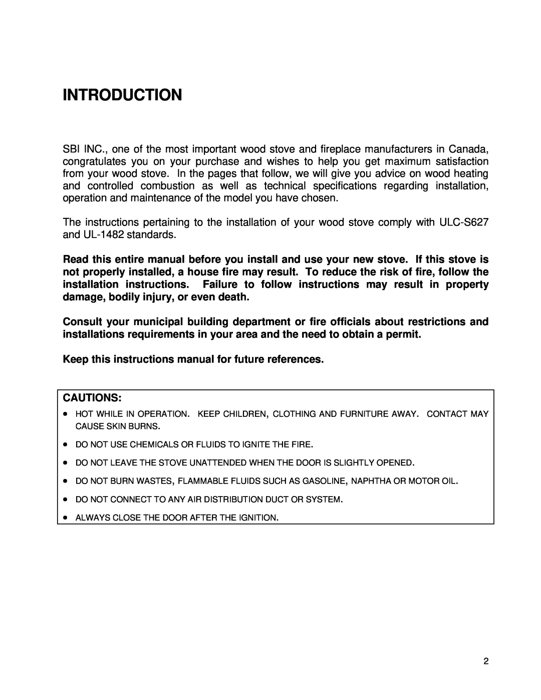 Drolet WOODSTOVES owner manual Introduction 
