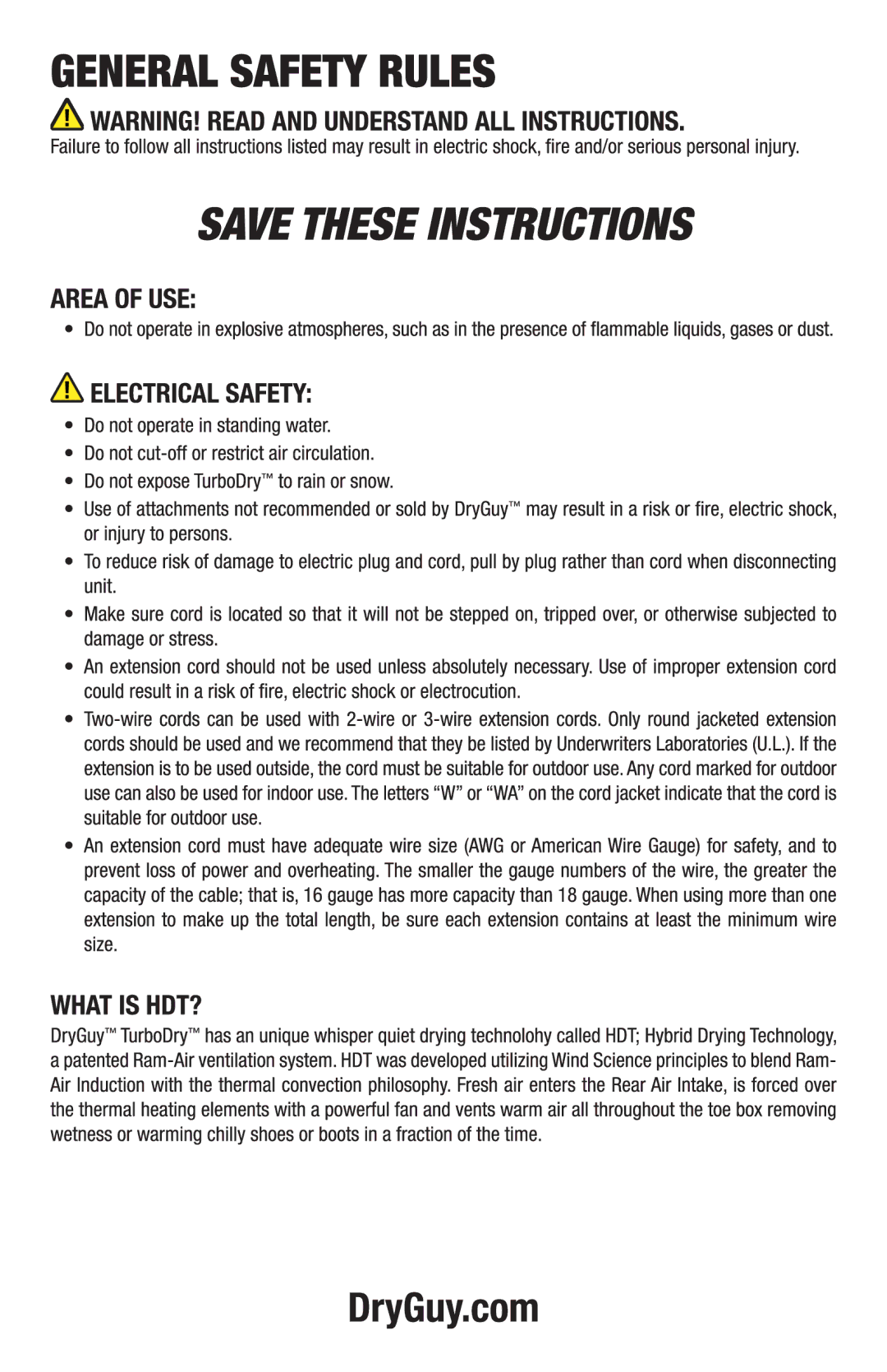 DryGuy DG00301 manual 