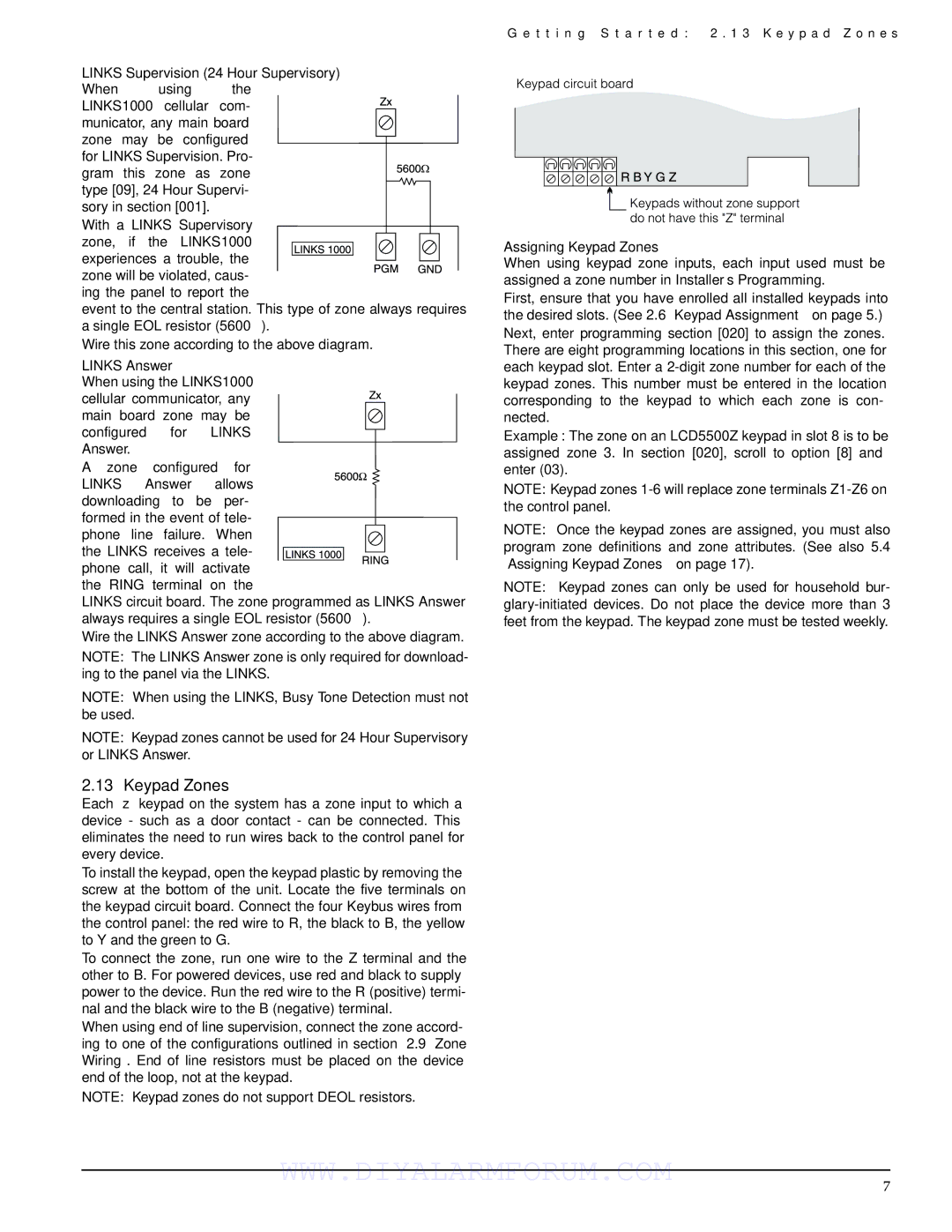 DSCover Satellite Products PC1555MX installation manual Keypad Zones, Links Supervision 24 Hour Supervisory, Links Answer 