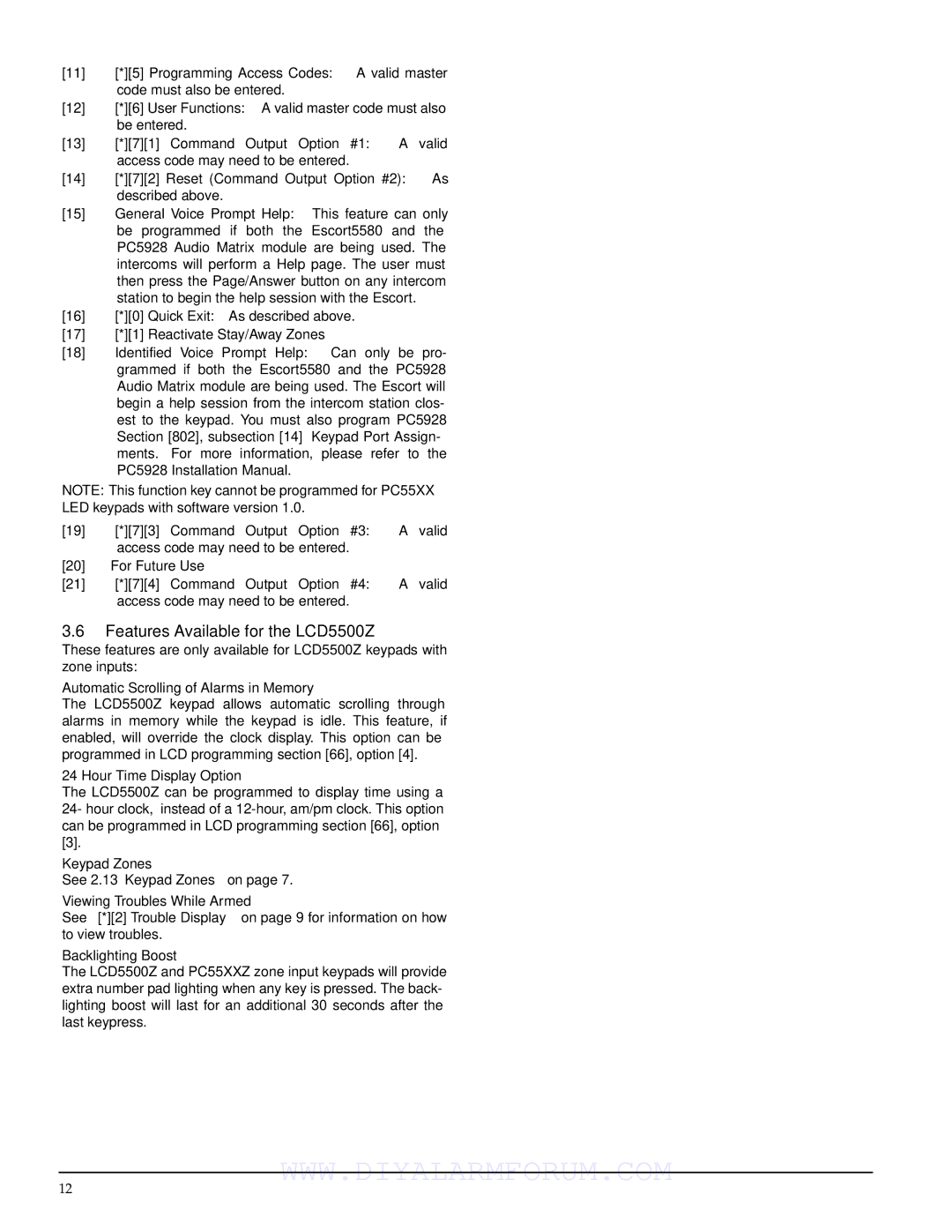 DSCover Satellite Products PC1555MX installation manual Features Available for the LCD5500Z 