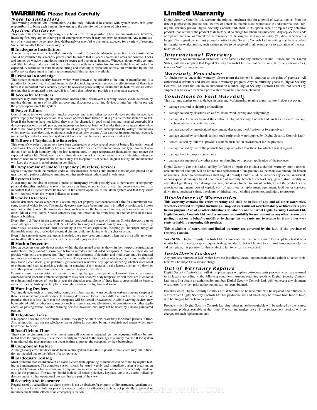 DSCover Satellite Products PC1555MX installation manual Limited Warranty 