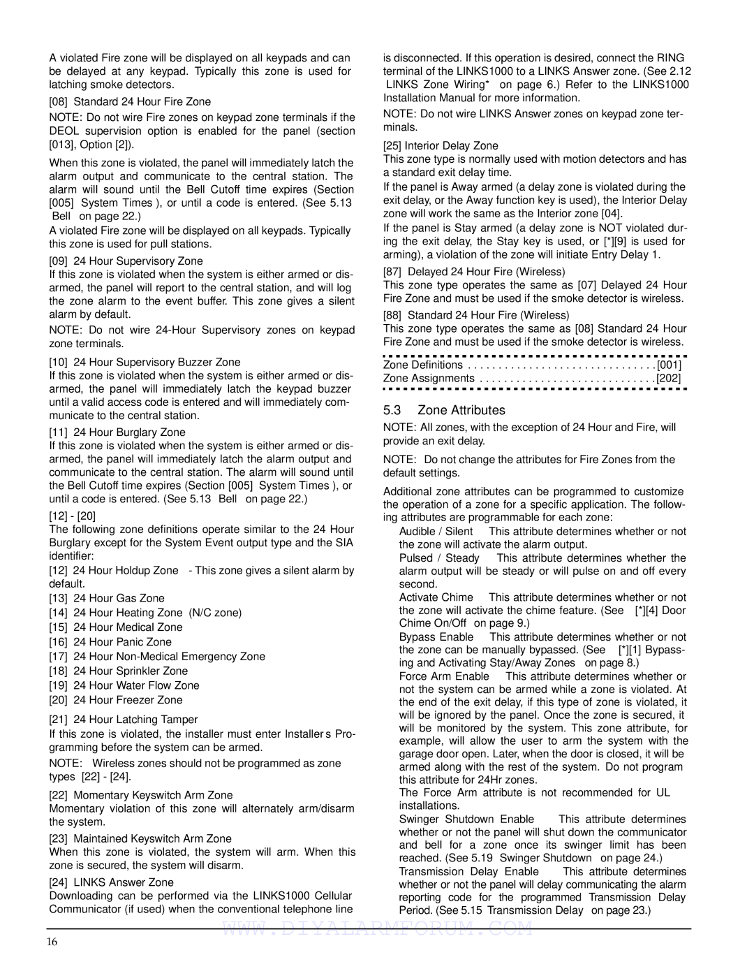 DSCover Satellite Products PC1555MX installation manual Zone Attributes 