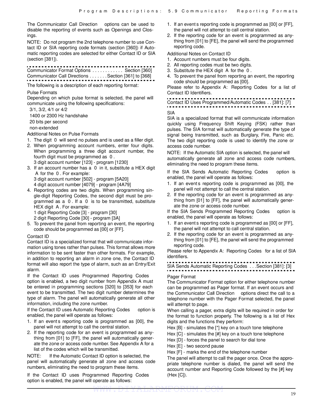 DSCover Satellite Products PC1555MX installation manual Pulse Formats, Additional Notes on Contact ID, Pager Format 