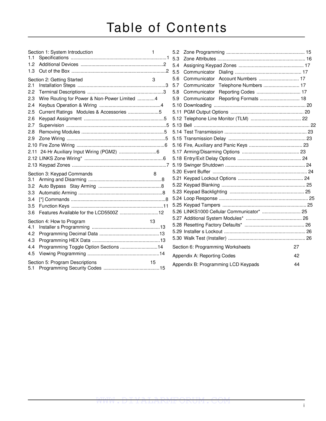 DSCover Satellite Products PC1555MX installation manual Table of Contents 