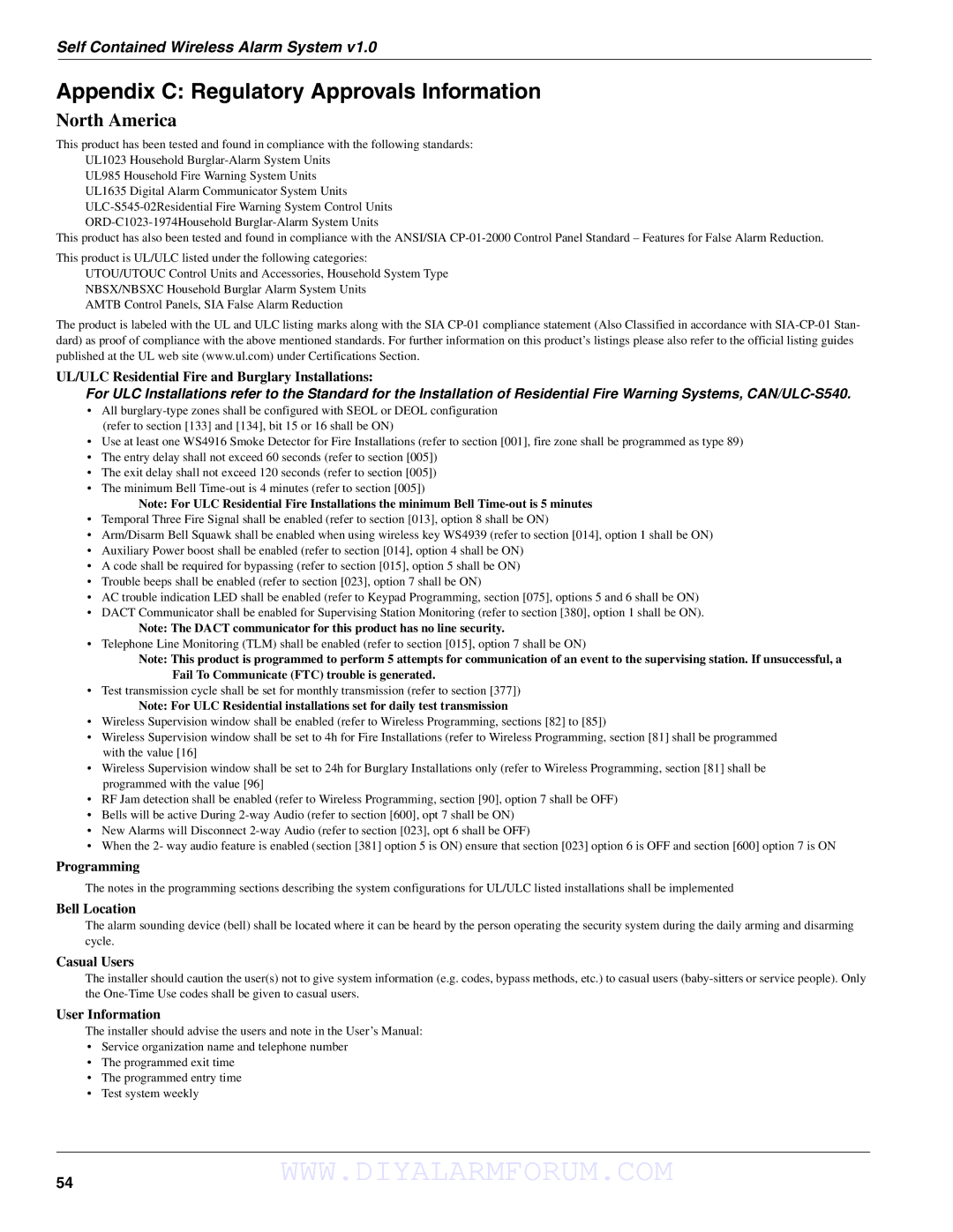 DSCover Satellite Products SCW904x manual Appendix C Regulatory Approvals Information, North America 