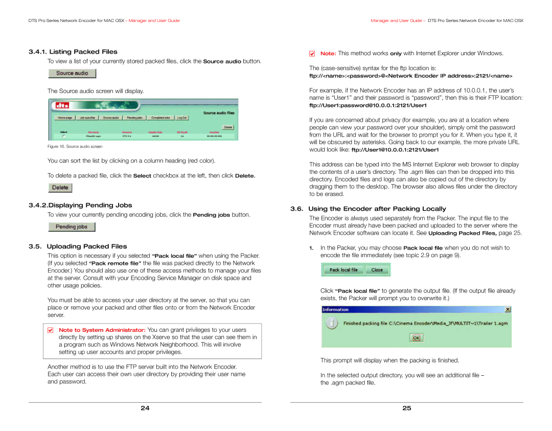 DTS DTS Pro Series manual Ftp//namepassword@Network Encoder IP address2121/name 