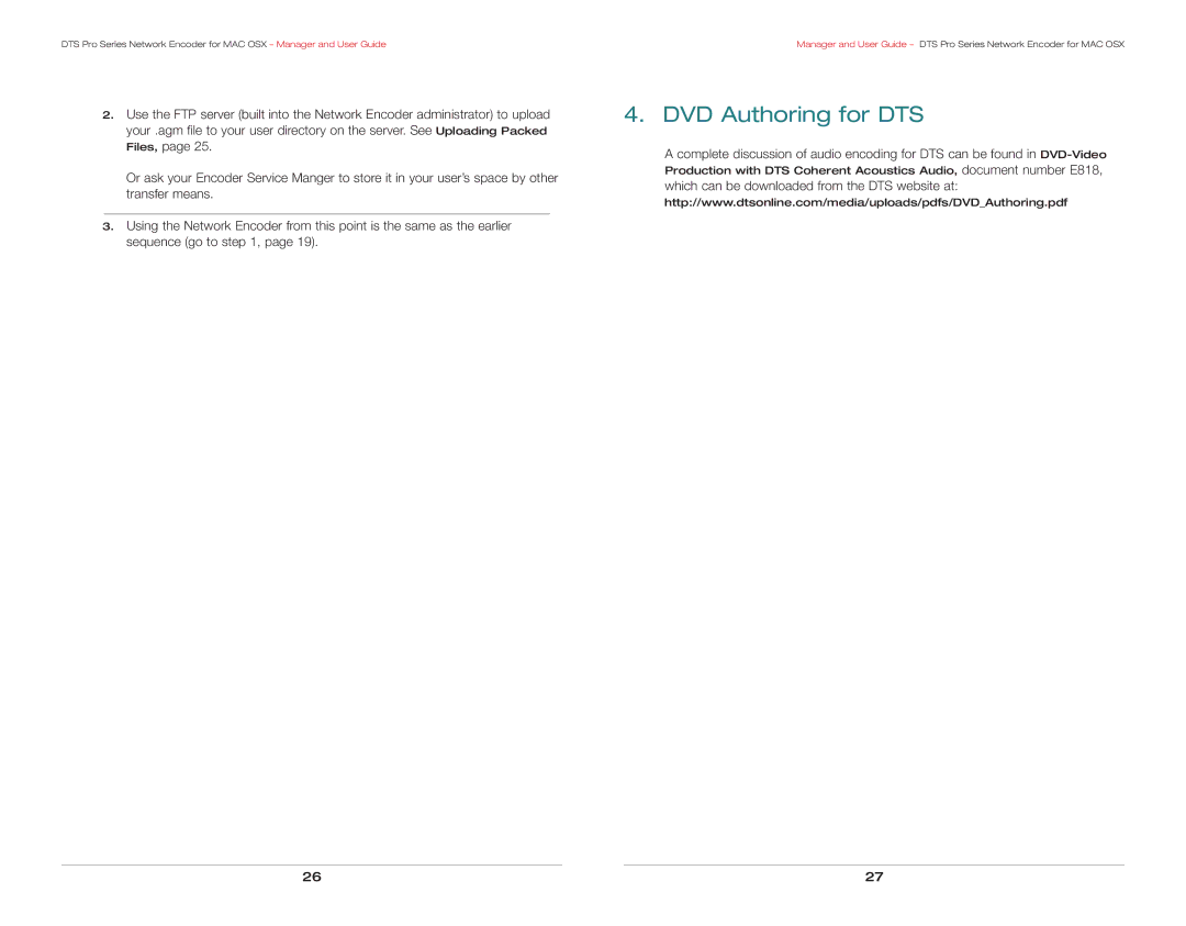 DTS DTS Pro Series manual DVD Authoring for DTS 