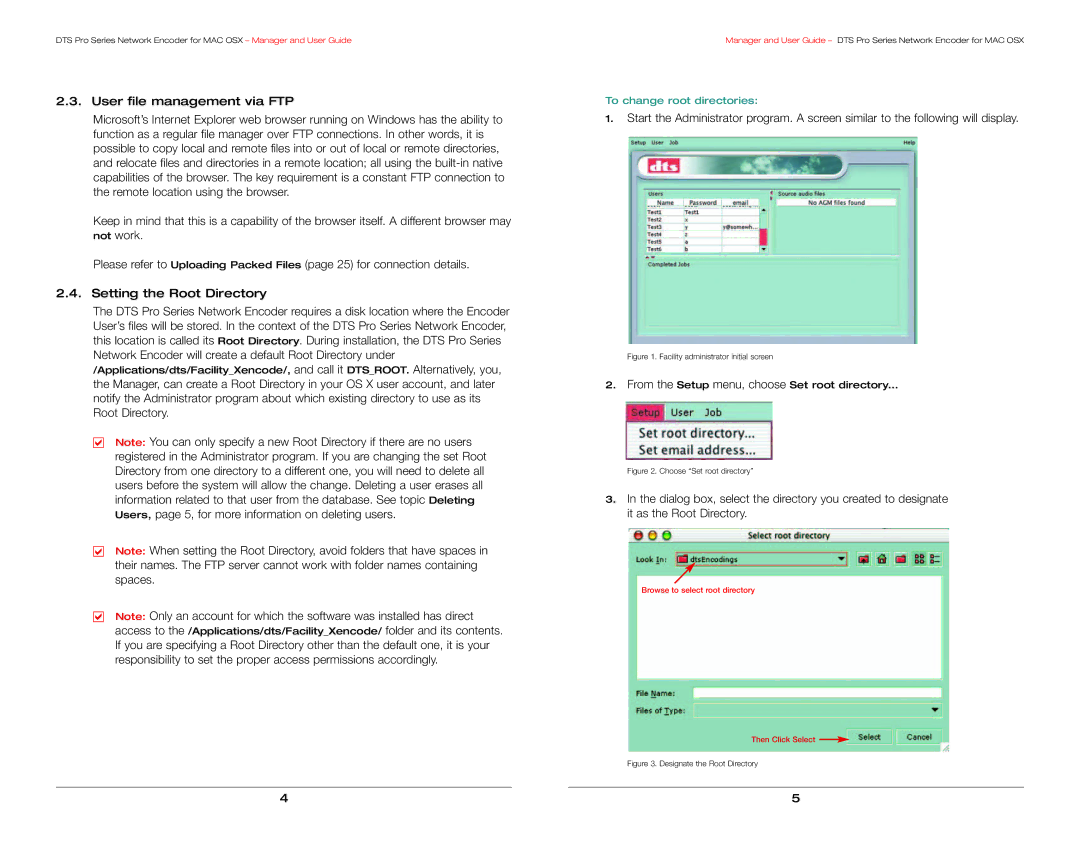 DTS DTS Pro Series manual To change root directories 