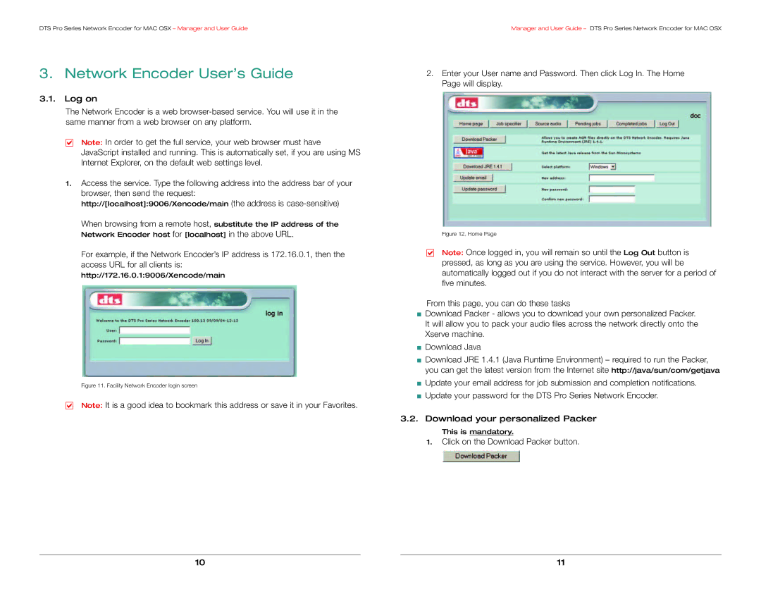 DTS DTS Pro Series manual Network Encoder User’s Guide, Facility Network Encoder login screen 