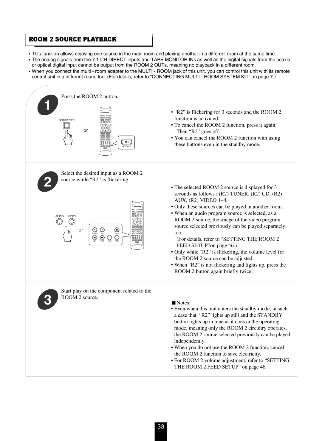 DTS RV4700 DTS-ES manual Room 2 Source Playback 