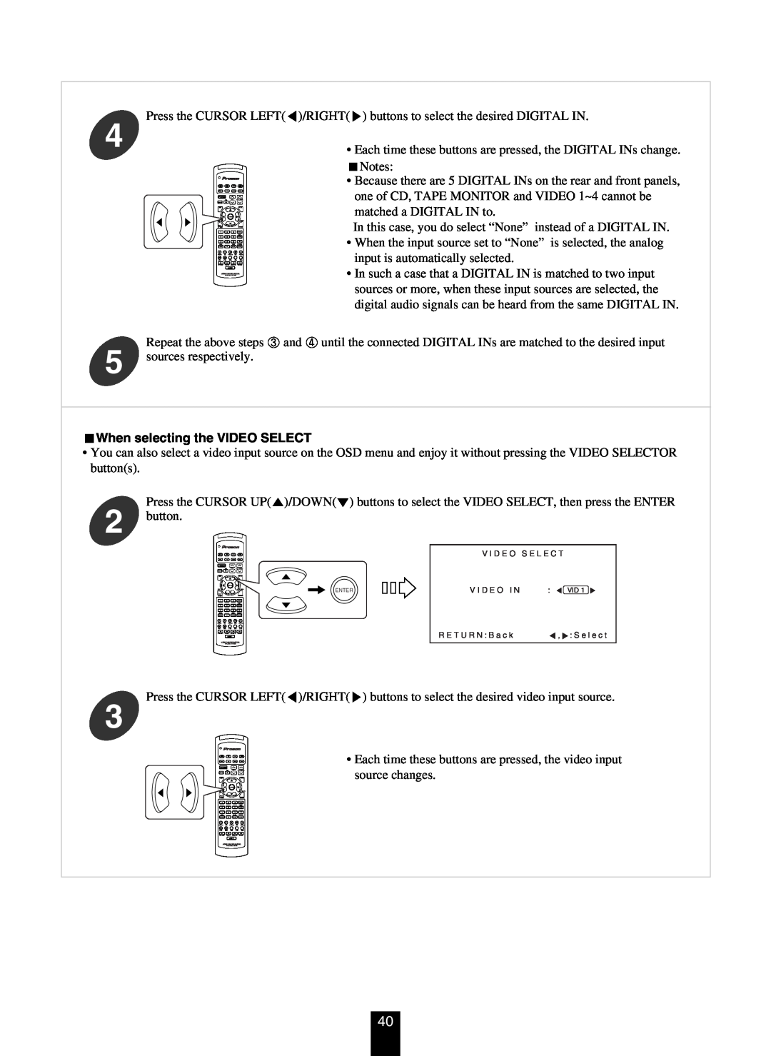 DTS RV4700 DTS-ES manual When selecting the VIDEO SELECT 
