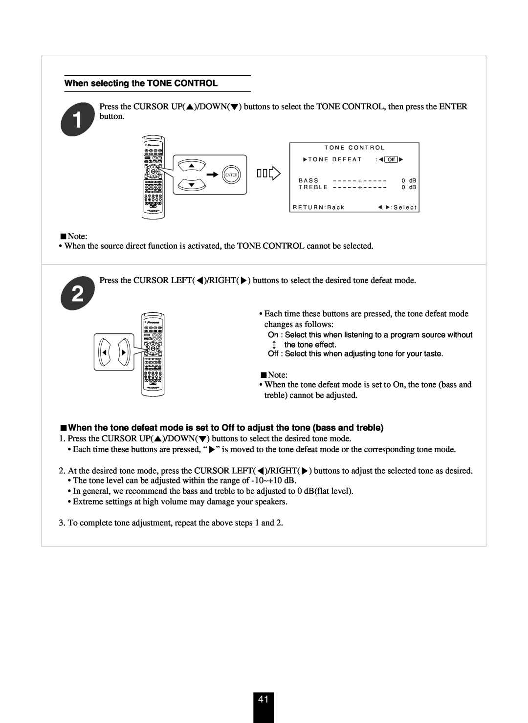 DTS RV4700 DTS-ES manual When selecting the TONE CONTROL 