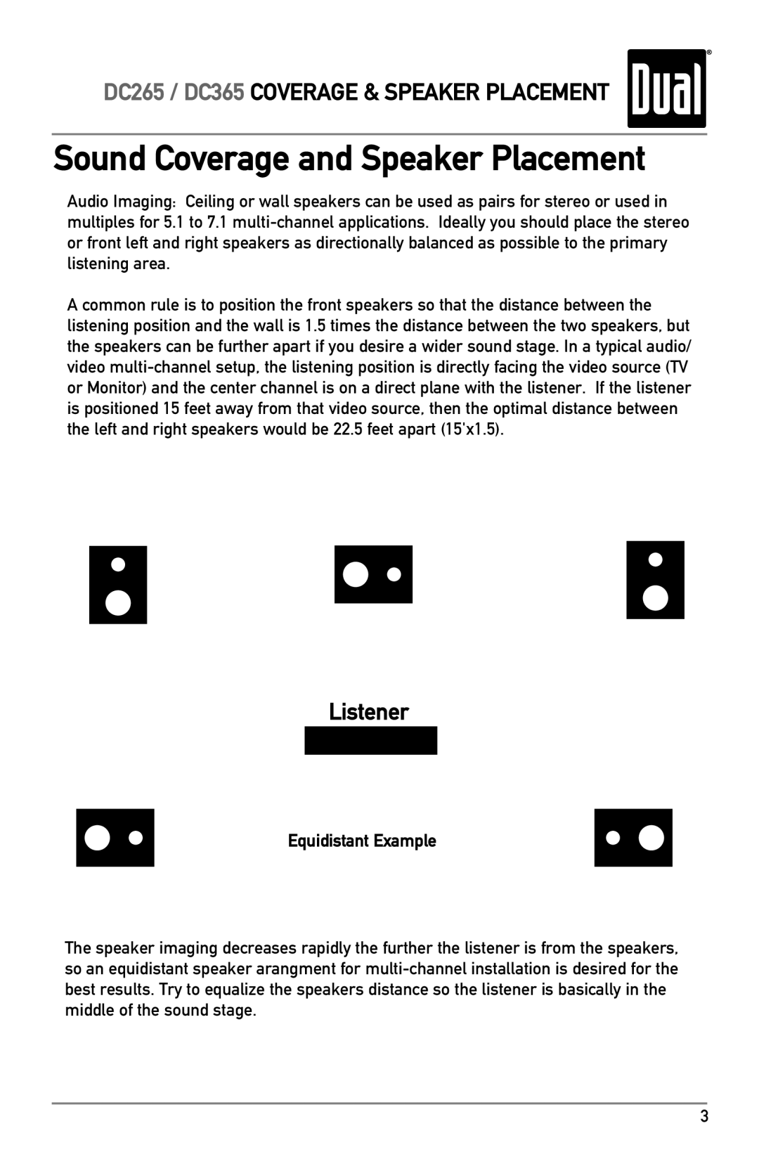 Dual owner manual DC265 / DC365 Coverage & Speaker Placement 