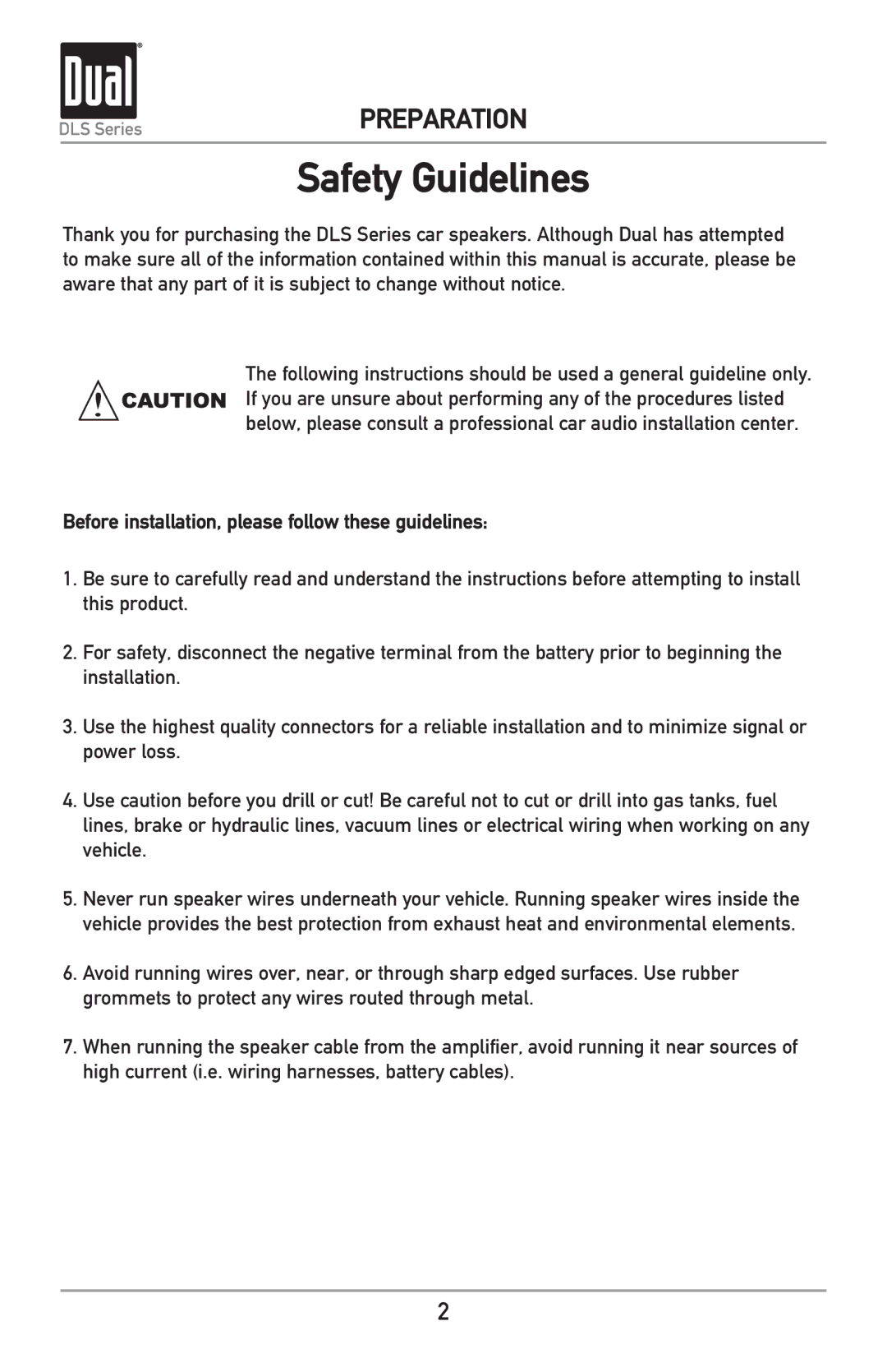 Dual DLS5240 owner manual Safety Guidelines, Before installation, please follow these guidelines 