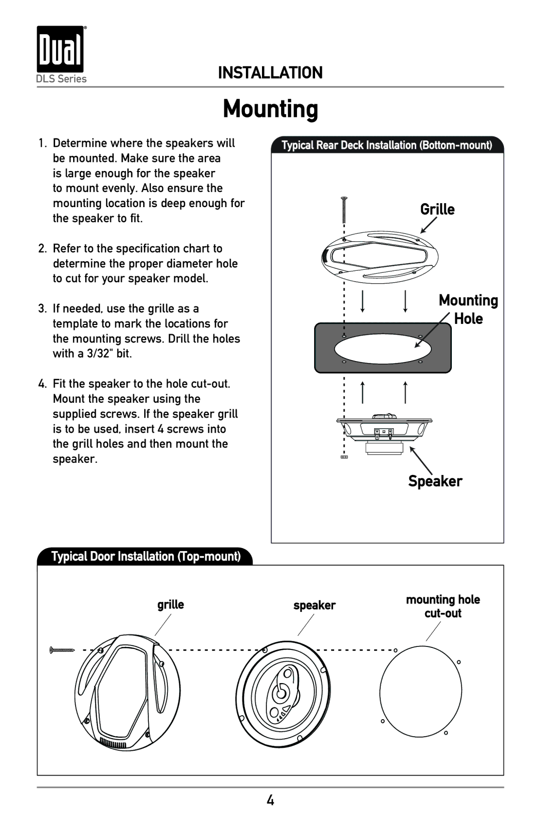 Dual DLS5240 owner manual Mounting 